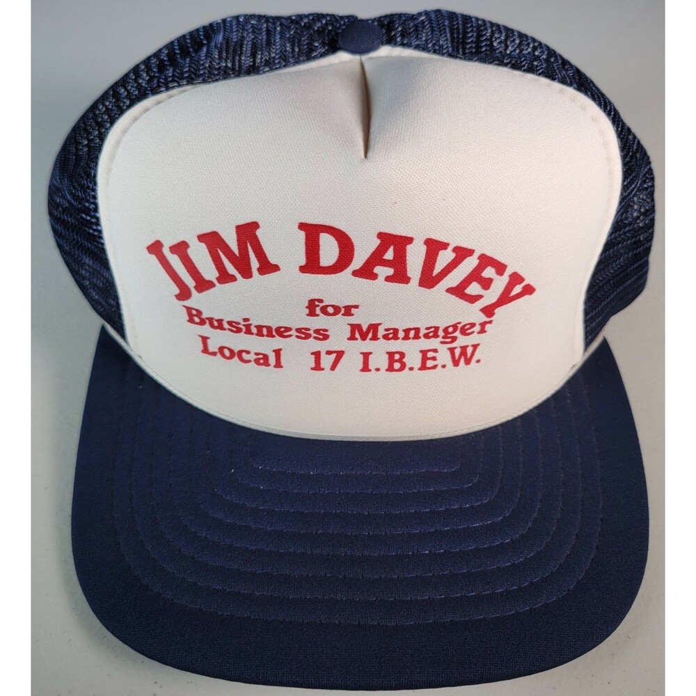 VTG Jim Davey IBEW Local 17 Union Snapback Trucker Hat White Electrical Workers